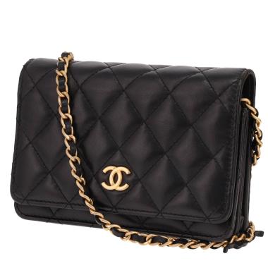 Sac bandoulière Chanel  Wallet on Chain petit modèle  en cuir noir