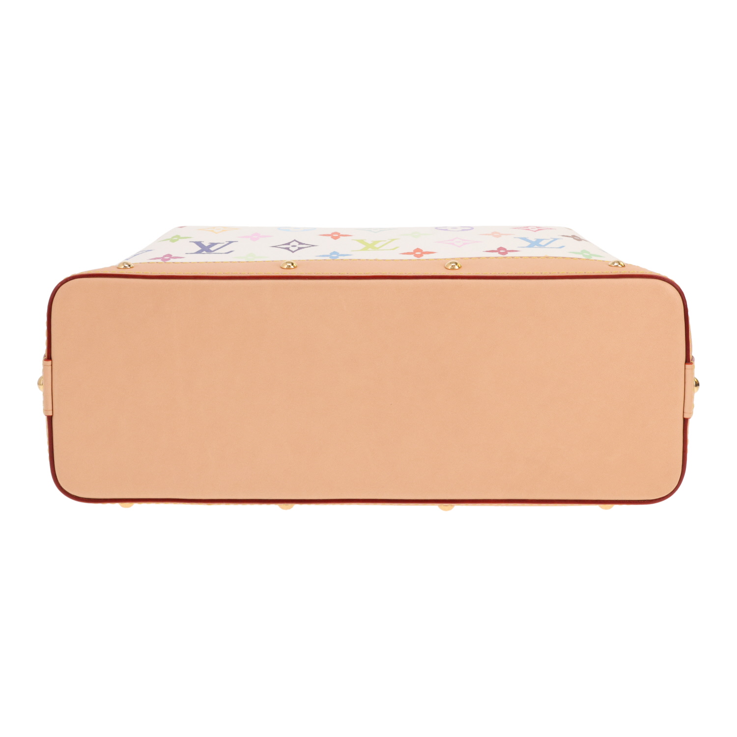 Pochette Louis Vuitton  Pochette cosmétique grand modèle  en toile monogram multicolore et blanche et cuir naturel - Detail D1