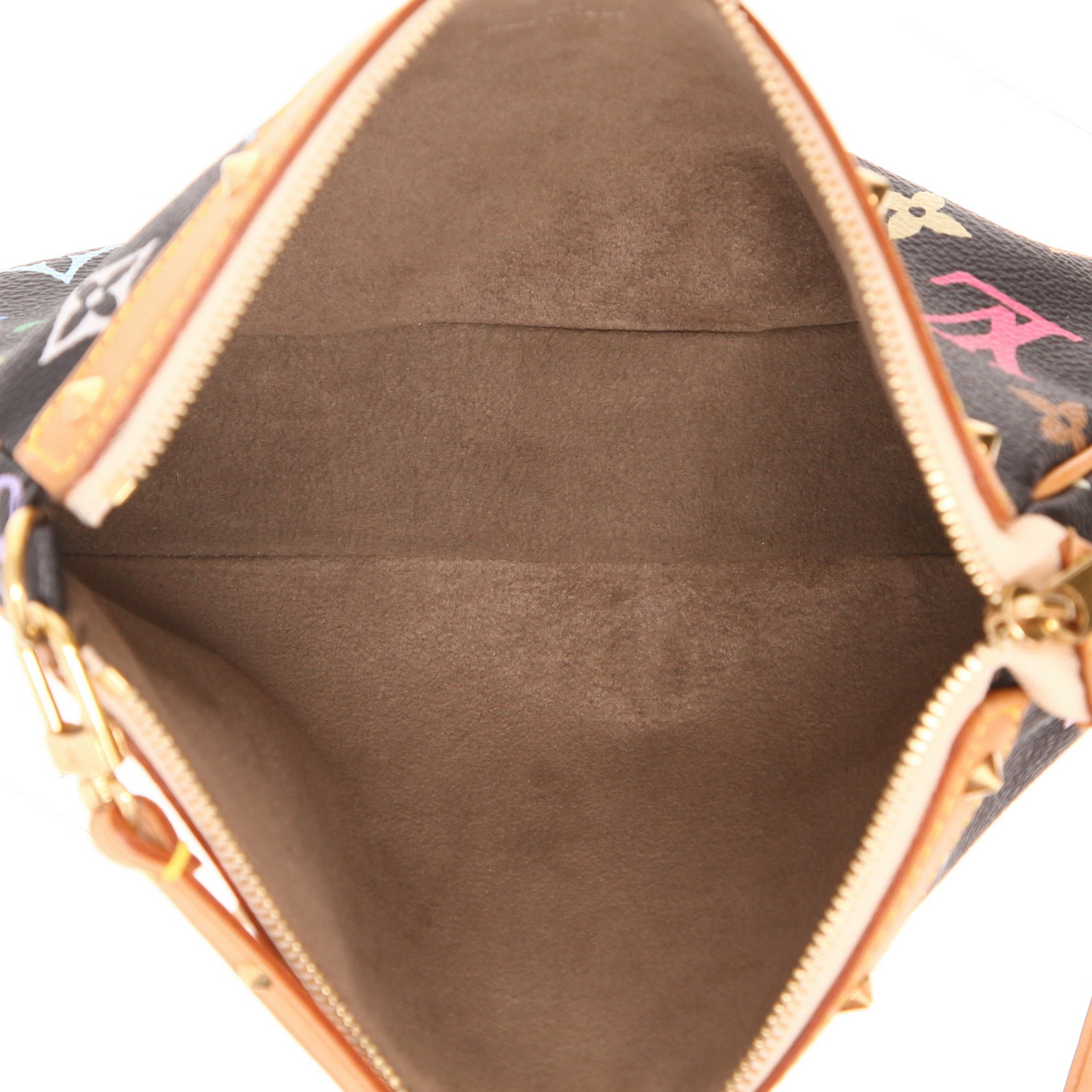 Louis Vuitton Clutch  Accessory clutch in multicoloured Noir Monogram canvas and natural leather - Detail D3