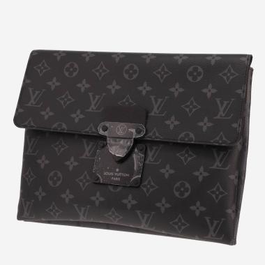 Pochette Louis Vuitton  S Lock en toile monogram noire et grise