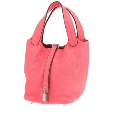 Sac à main Hermès  Picotin 18 cm en cuir togo rose Azalée