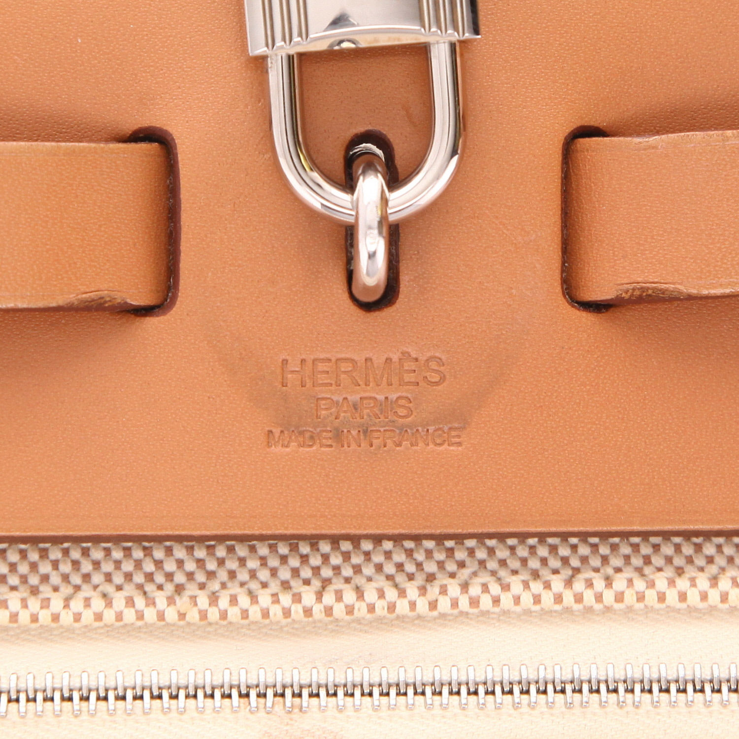 Sac à main Hermès  Herbag en toile beige et vache Hunter - Detail D2