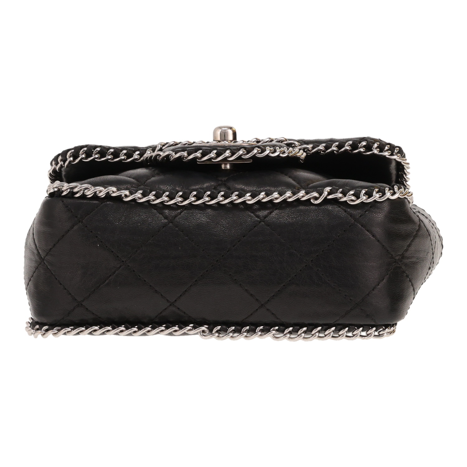 Chanel shoulder bag  Mini flap bag  in black quilted leather - Detail D1