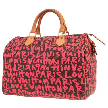 Louis Vuitton x Stephen Sprouse Speedy 30 Graffiti Limited Edition handbag in brown and red Monogram canvas and natural leather