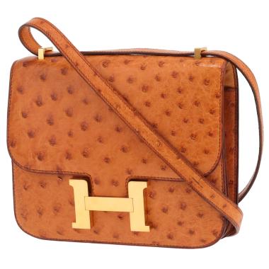 Hermès Constance handbag, 18 cm, in gold ostrich leather