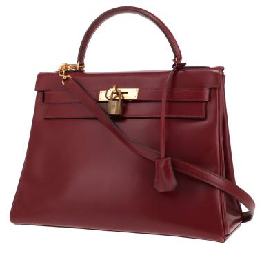 Borsa Hermès Kelly da 32 cm in pelle box Bordeaux