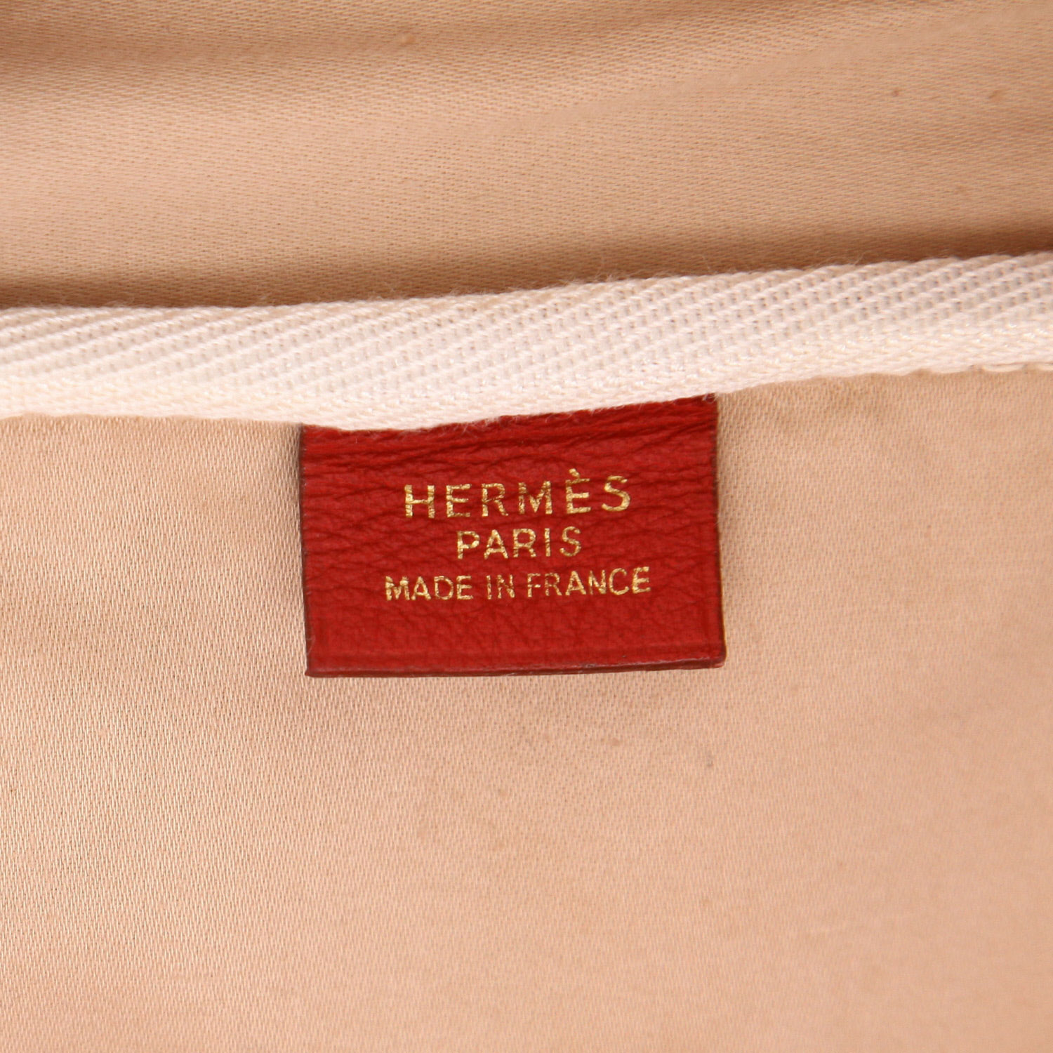 Borsa da viaggio Hermès Victoria in tela H e pelle Togo rossa - Detail D2