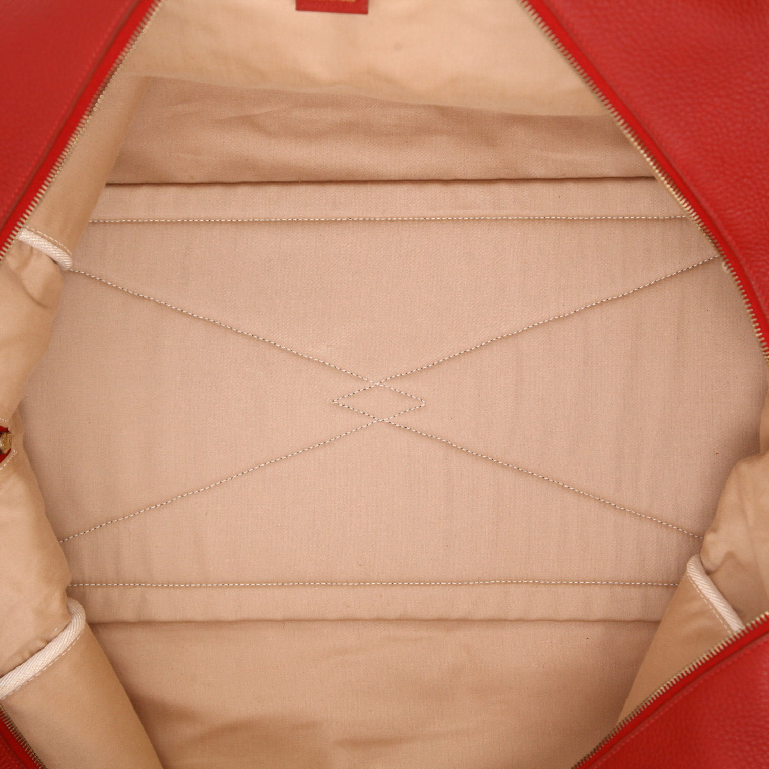 Hermès Victoria travel bag in H canvas and red Togo leather - Detail D3