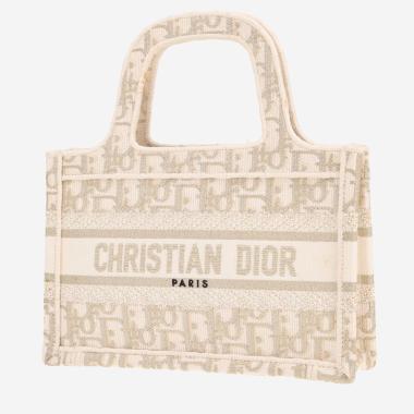 Sac à main Dior  Book Tote mini  en toile monogram Oblique beige