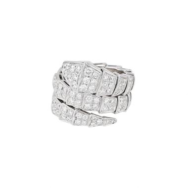 Bulgari Serpenti Viper semi-rigid ring in white gold and diamonds