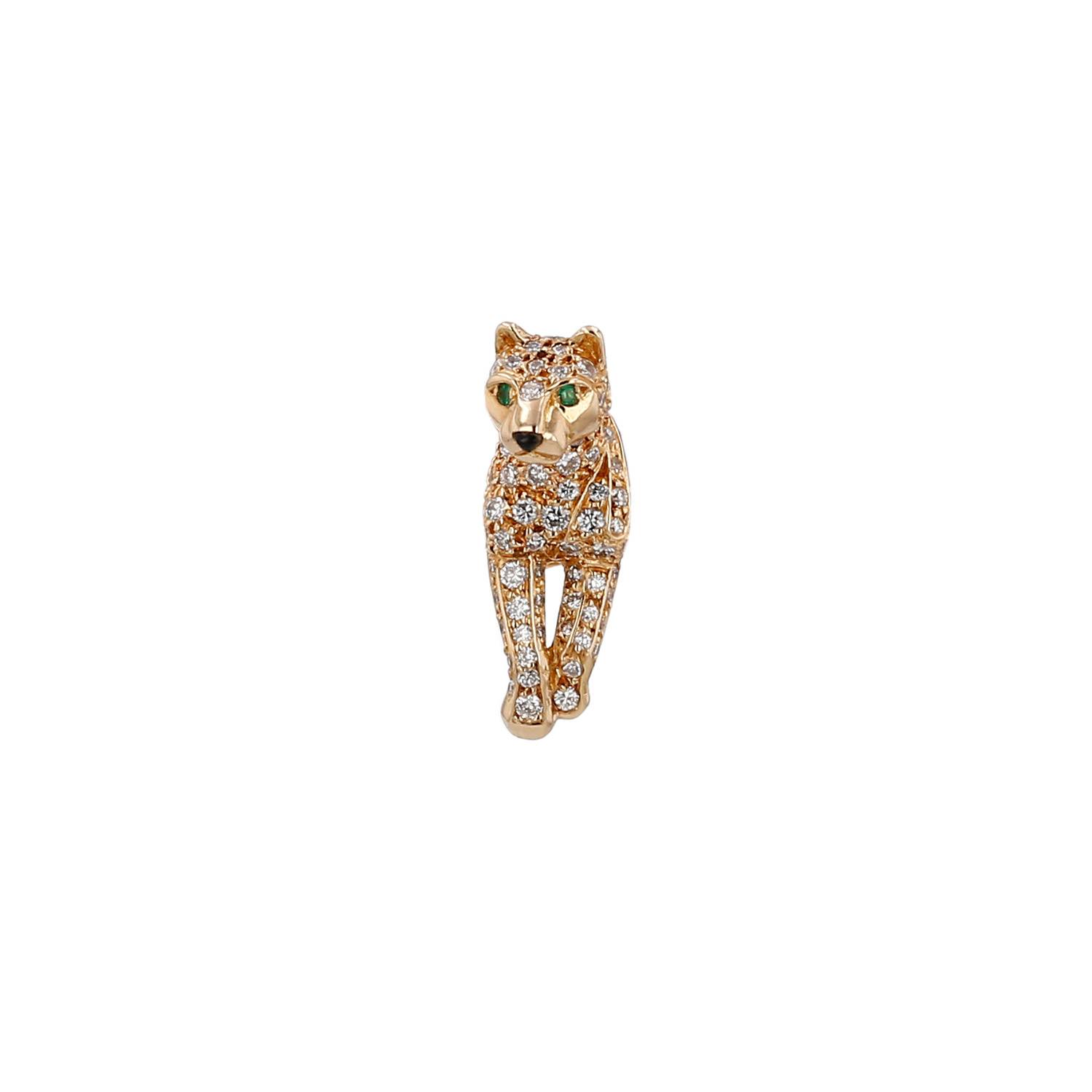 Broche Cartier Panthère en or jaune, diamants, émeraudes et onyx