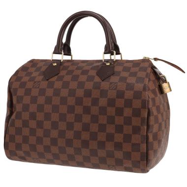 Borsa Louis Vuitton Speedy 30 in tela Damier Ébène e pelle marrone