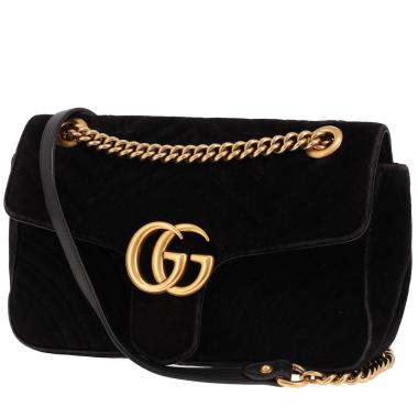 Bolso bandolera Gucci GG Marmont de terciopelo acolchado negro