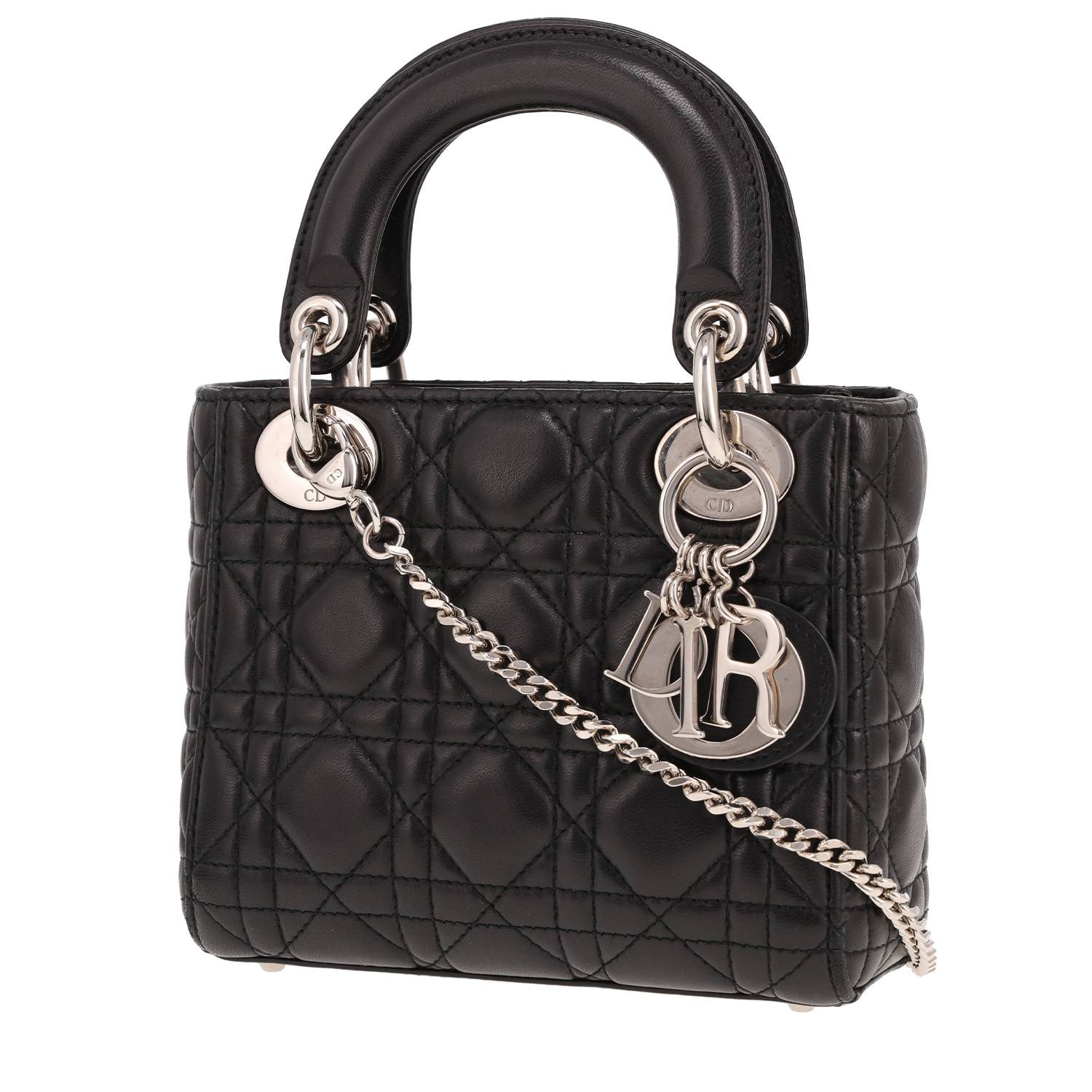 Sac Dior Lady Dior Mini Cannage Noir Occasion