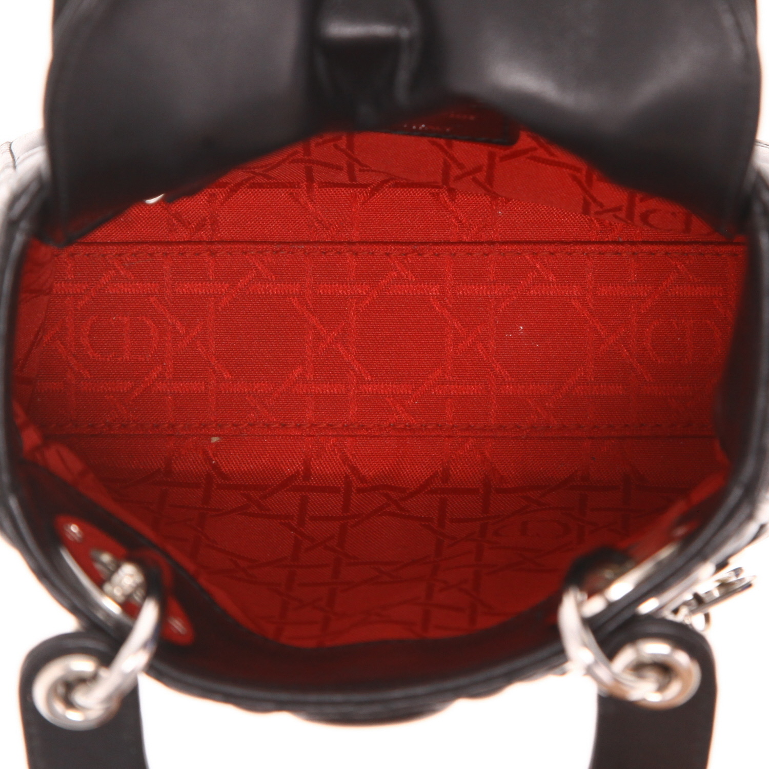 Bolso bandolera Dior  Lady Dior mini  de piel cannage negra - Detail D3