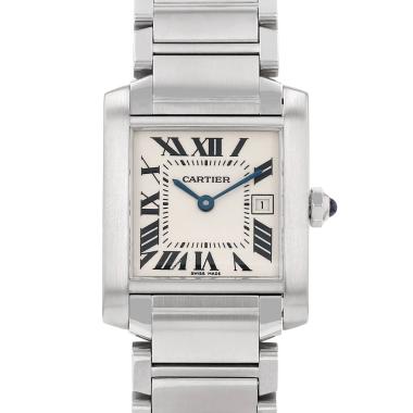 Reloj Cartier Tank Française, modelo mediano, de acero. Ref.: Cartier - 2465. Hacia el año 2000