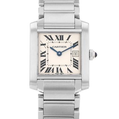 Medium-sized Cartier Tank Française watch in steel, Ref: Cartier - 2465, circa 2000