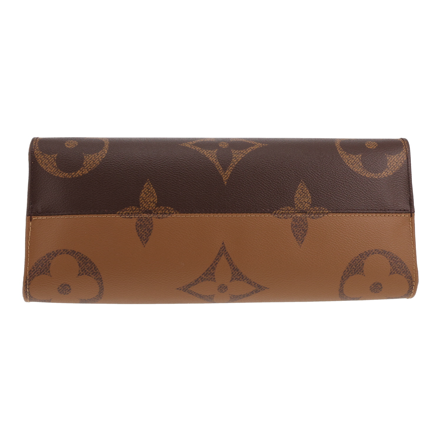 Sac cabas Louis Vuitton  Onthego moyen modèle  en toile monogram deux tons marron et cuir noir - Detail D1