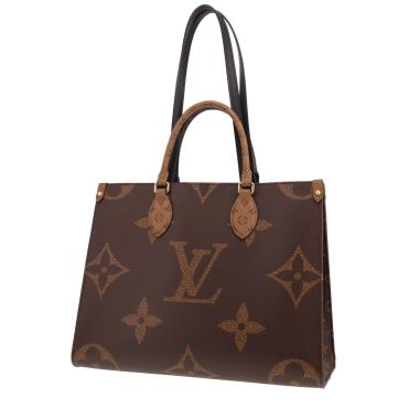 Borsa shopping Louis Vuitton Onthego, modello medio, in tela Monogram bicolore marrone e pelle Noir