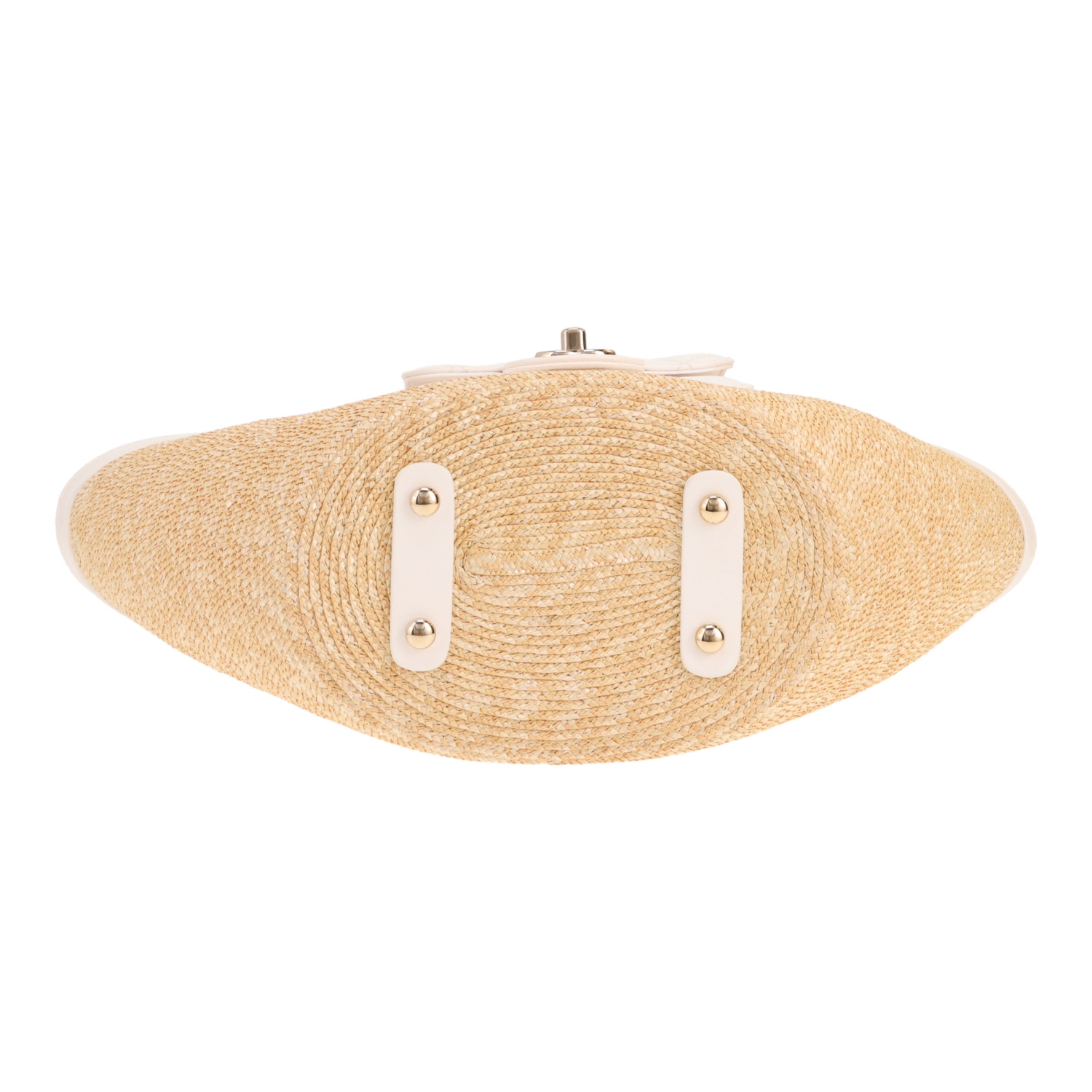 Chanel tote bag – small size – in raffia and white leather - Detail D1