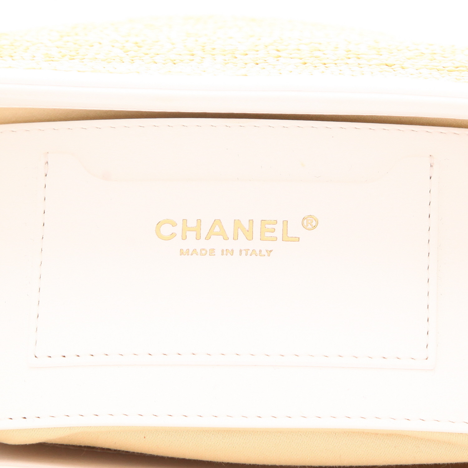 Chanel tote bag – small size – in raffia and white leather - Detail D2