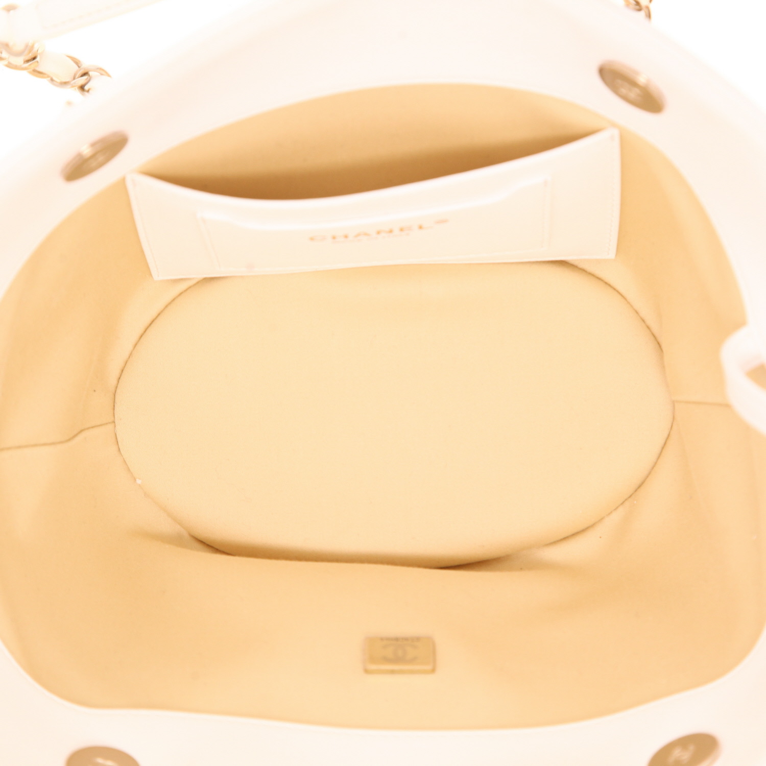 Borsa shopping Chanel, modello piccolo, in rafia e pelle bianca - Detail D3