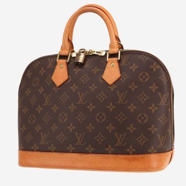 Sac à main Louis Vuitton  Alma petit modèle  en toile monogram marron et cuir naturel
