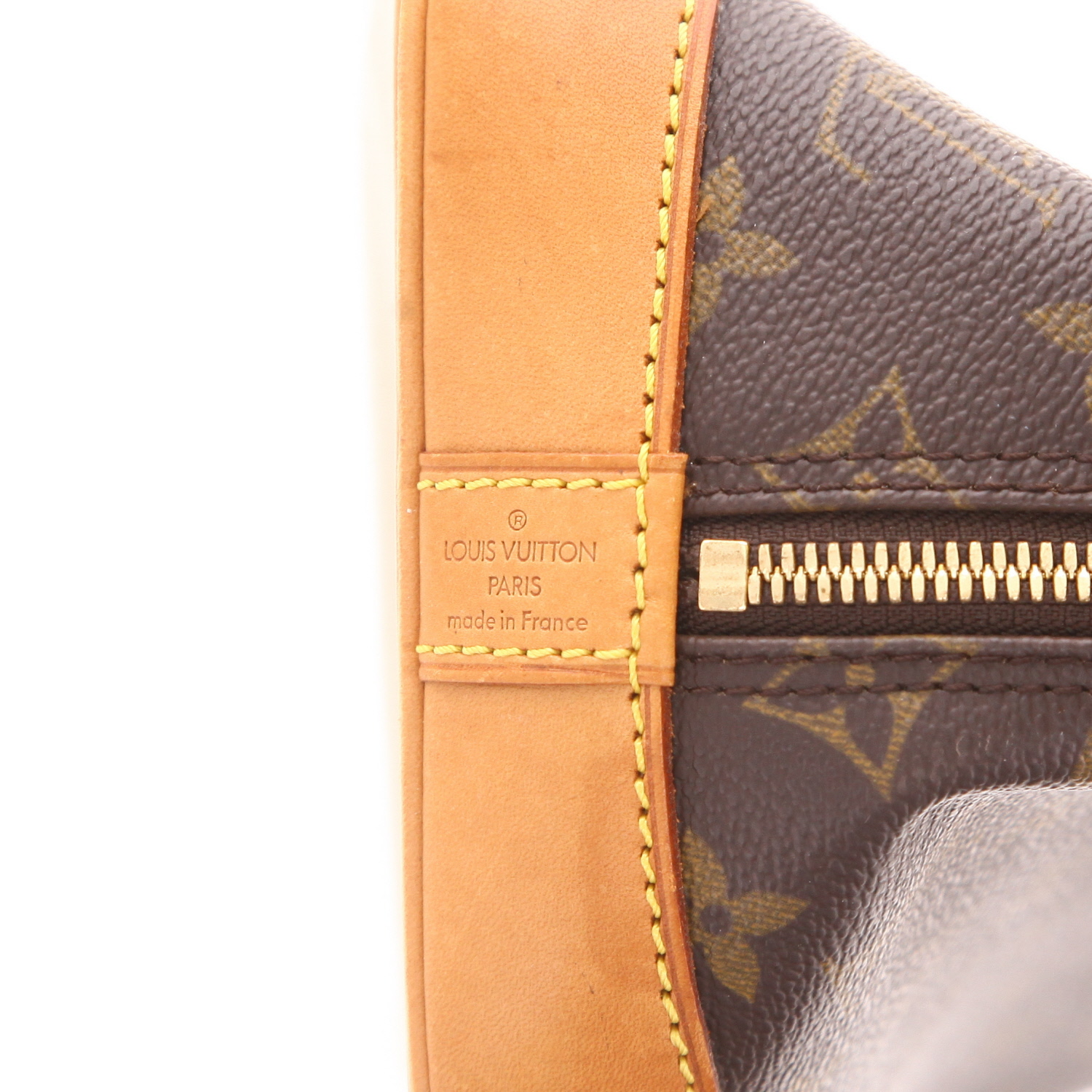 Sac à main Louis Vuitton  Alma petit modèle  en toile monogram marron et cuir naturel - Detail D2