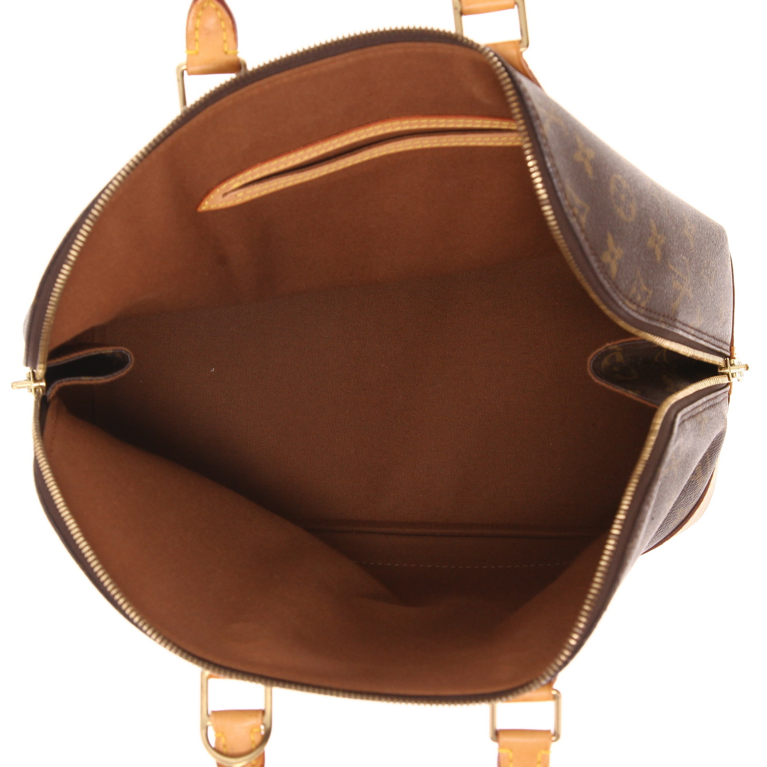 Sac à main Louis Vuitton  Alma petit modèle  en toile monogram marron et cuir naturel - Detail D3