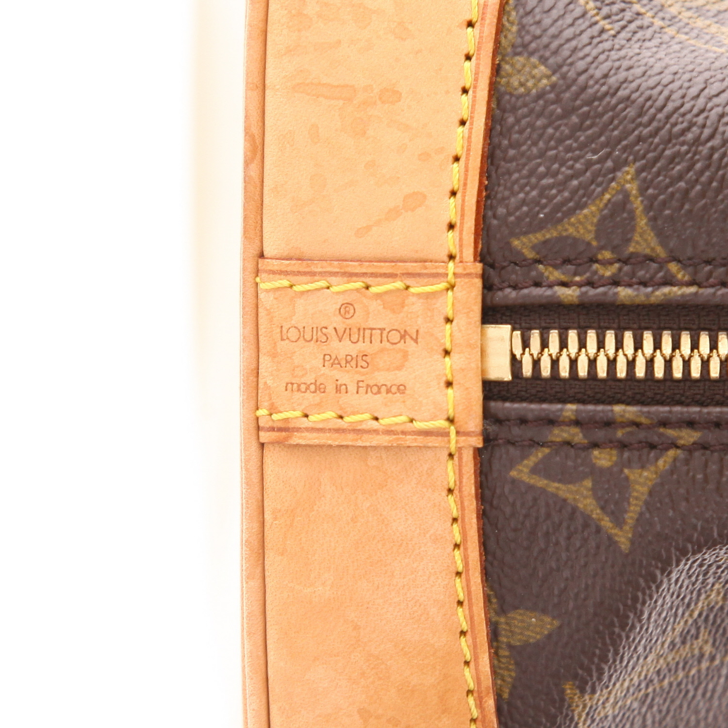 Louis Vuitton Alma handbag (small size) in brown Monogram canvas and natural leather - Detail D2