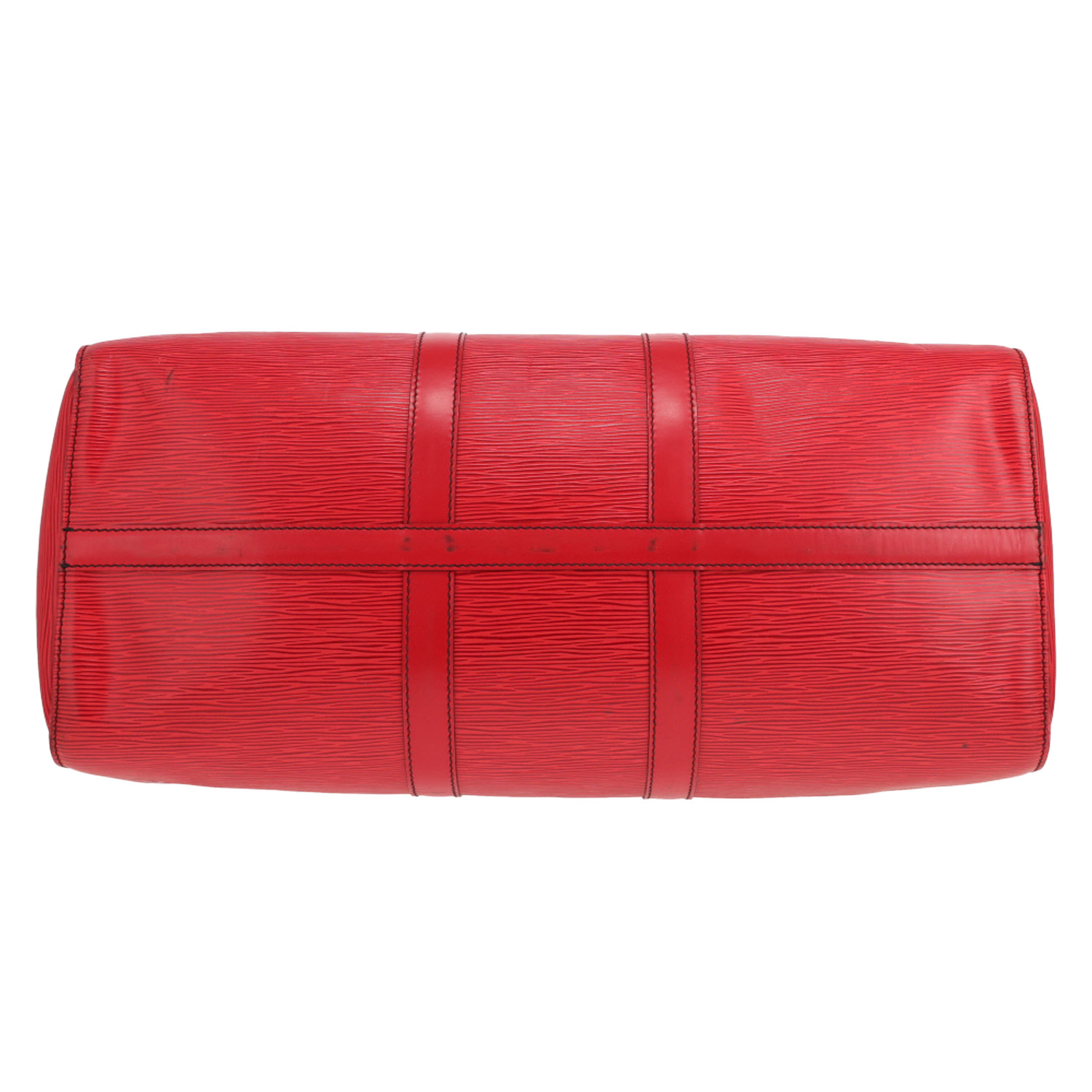 Bolsa de viaje Louis Vuitton Keepall 50 de piel Épi roja - Detail D1