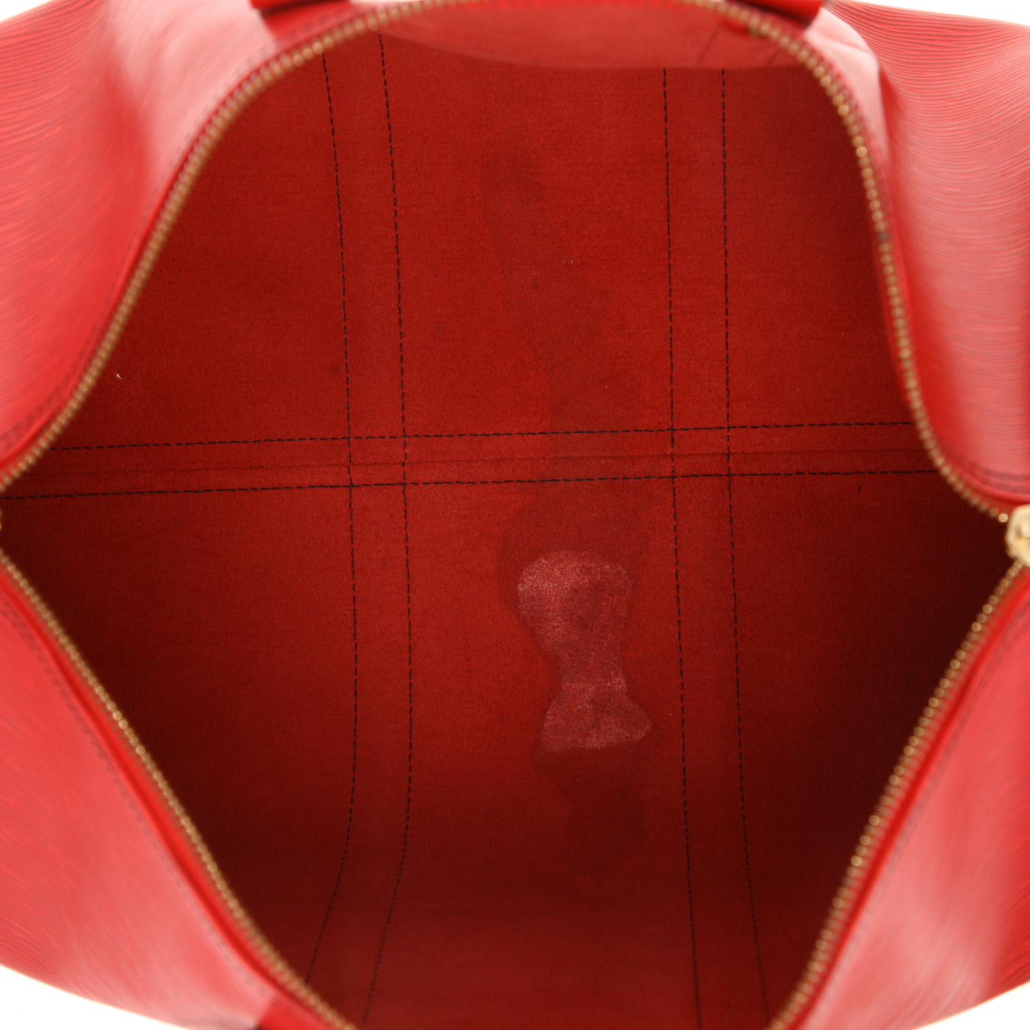 Borsa da viaggio Louis Vuitton Keepall 50 in pelle Épi rossa - Detail D3