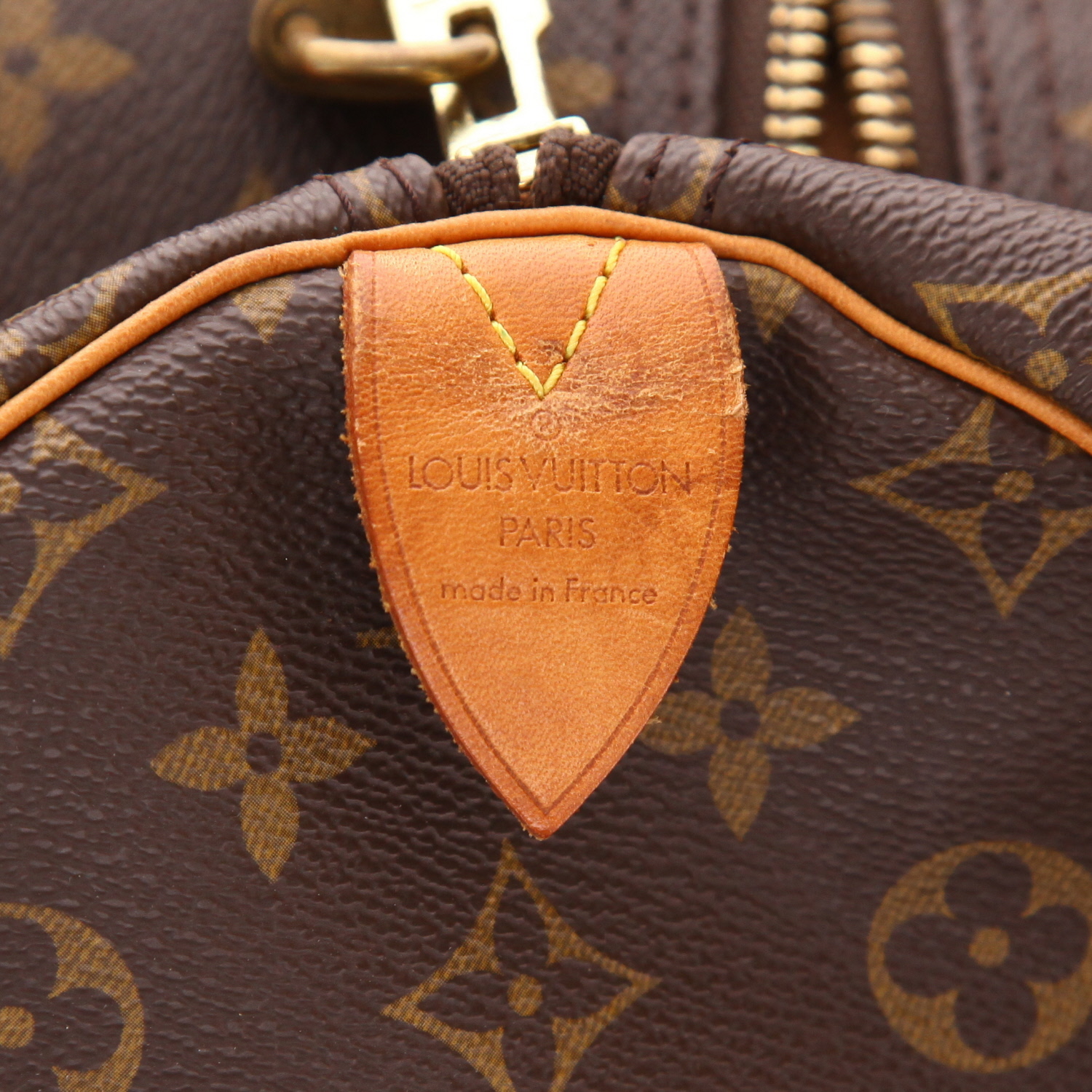 Borsa da viaggio Louis Vuitton Keepall 55 in tela Monogram marrone e pelle naturale - Detail D2
