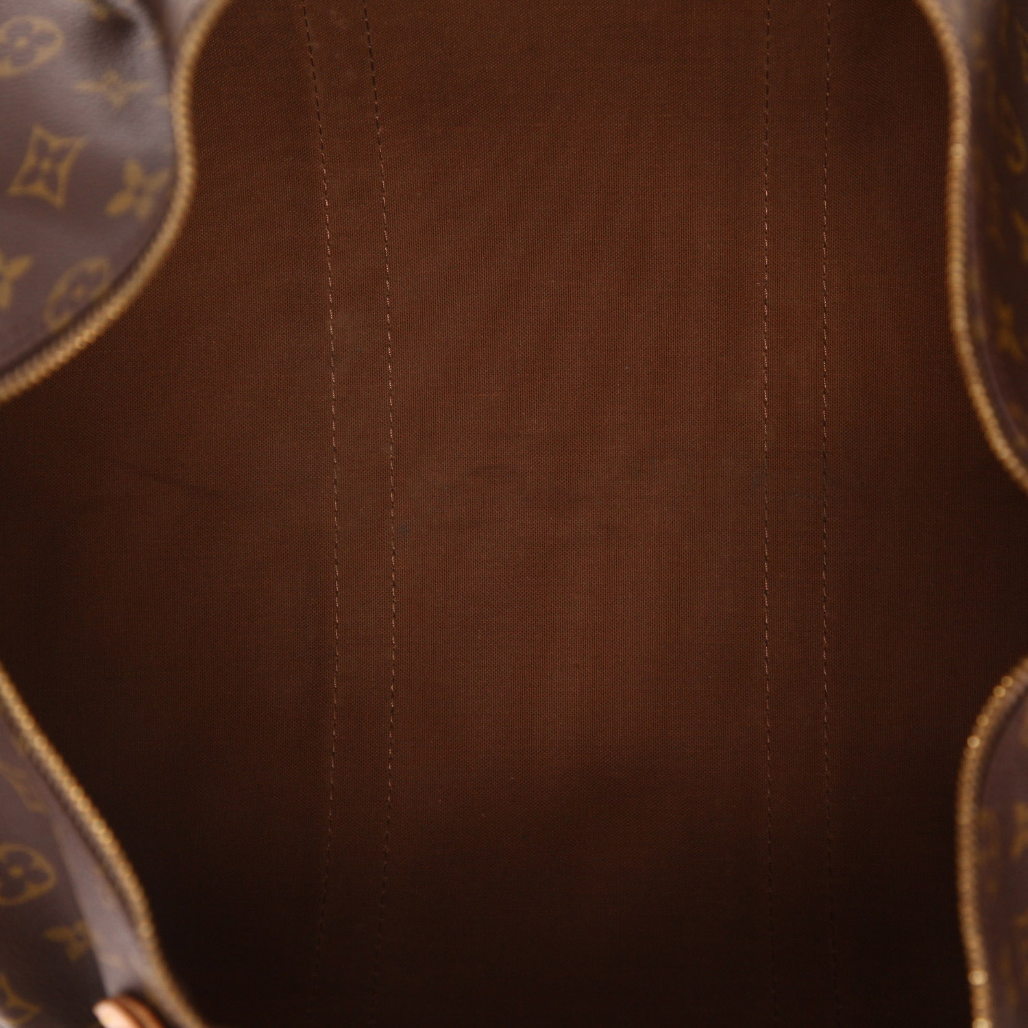 Borsa da viaggio Louis Vuitton Keepall 50 in tela Monogram marrone e pelle naturale - Detail D3