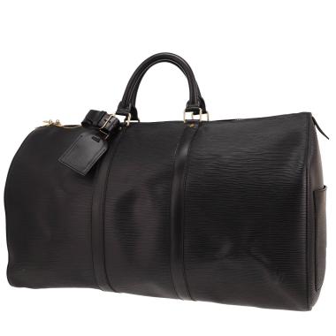 Borsa da viaggio Louis Vuitton Keepall 55 in pelle Épi nera