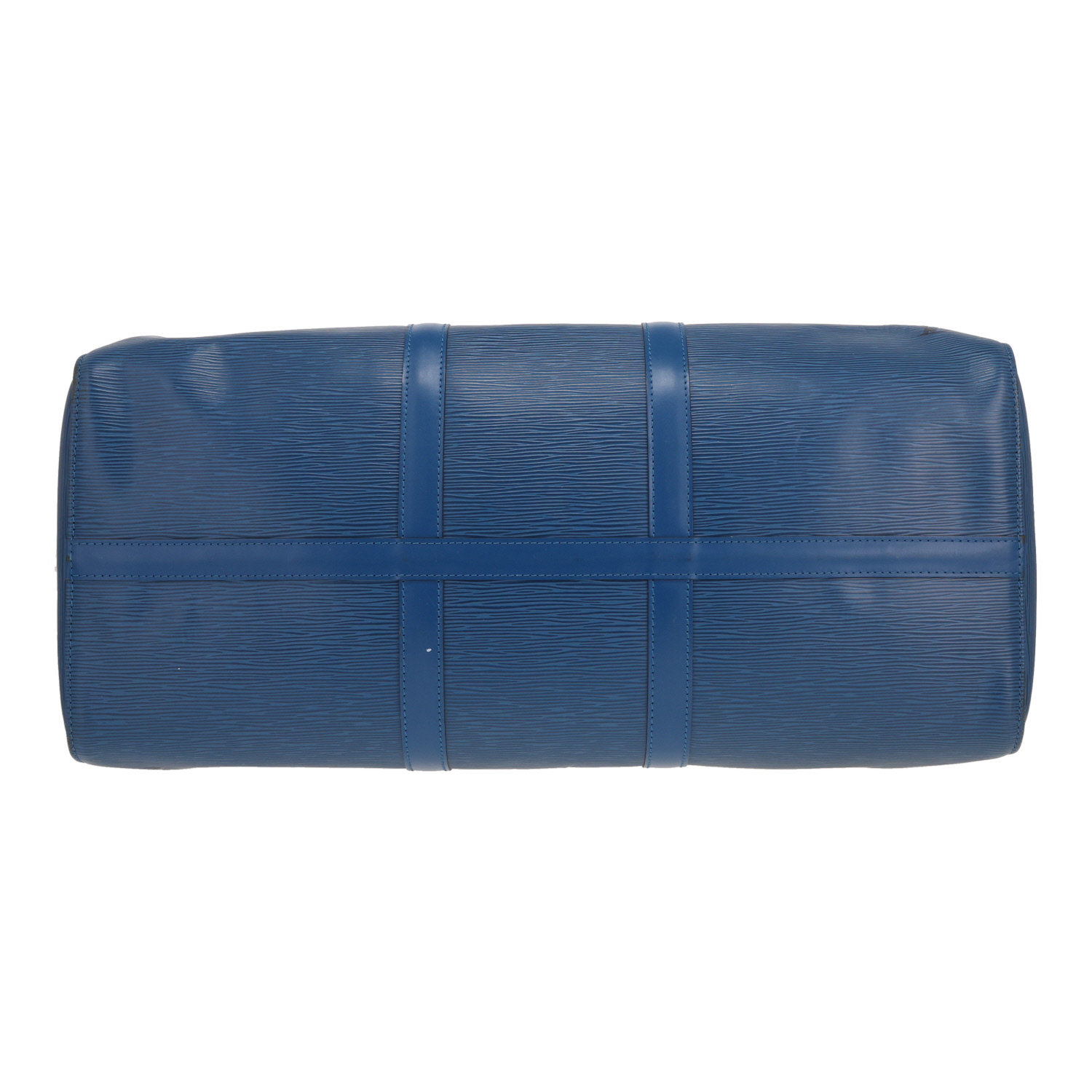 Louis Vuitton Keepall 55 travel bag in blue Épi leather - Detail D1