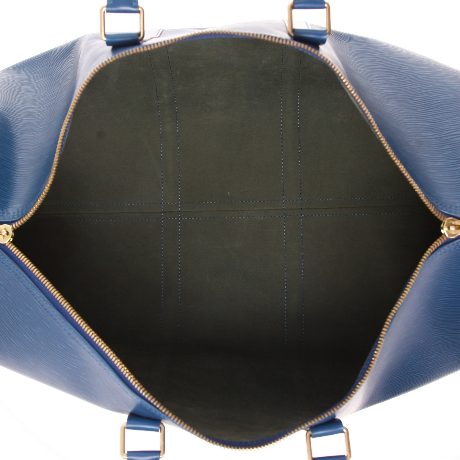 Borsa da viaggio Louis Vuitton Keepall 55 in pelle Épi blu - Detail D3