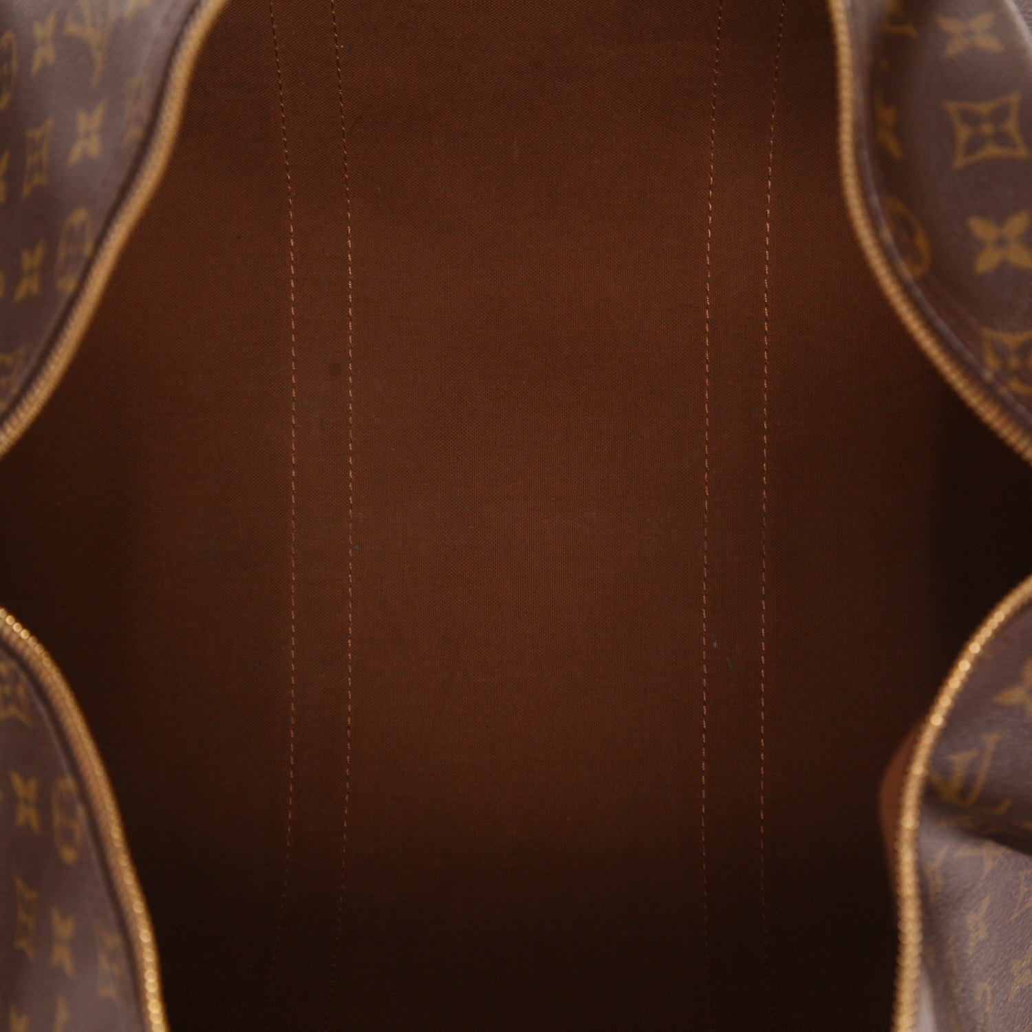 Borsa da viaggio Louis Vuitton Keepall 50 in tela Monogram marrone e pelle naturale - Detail D3