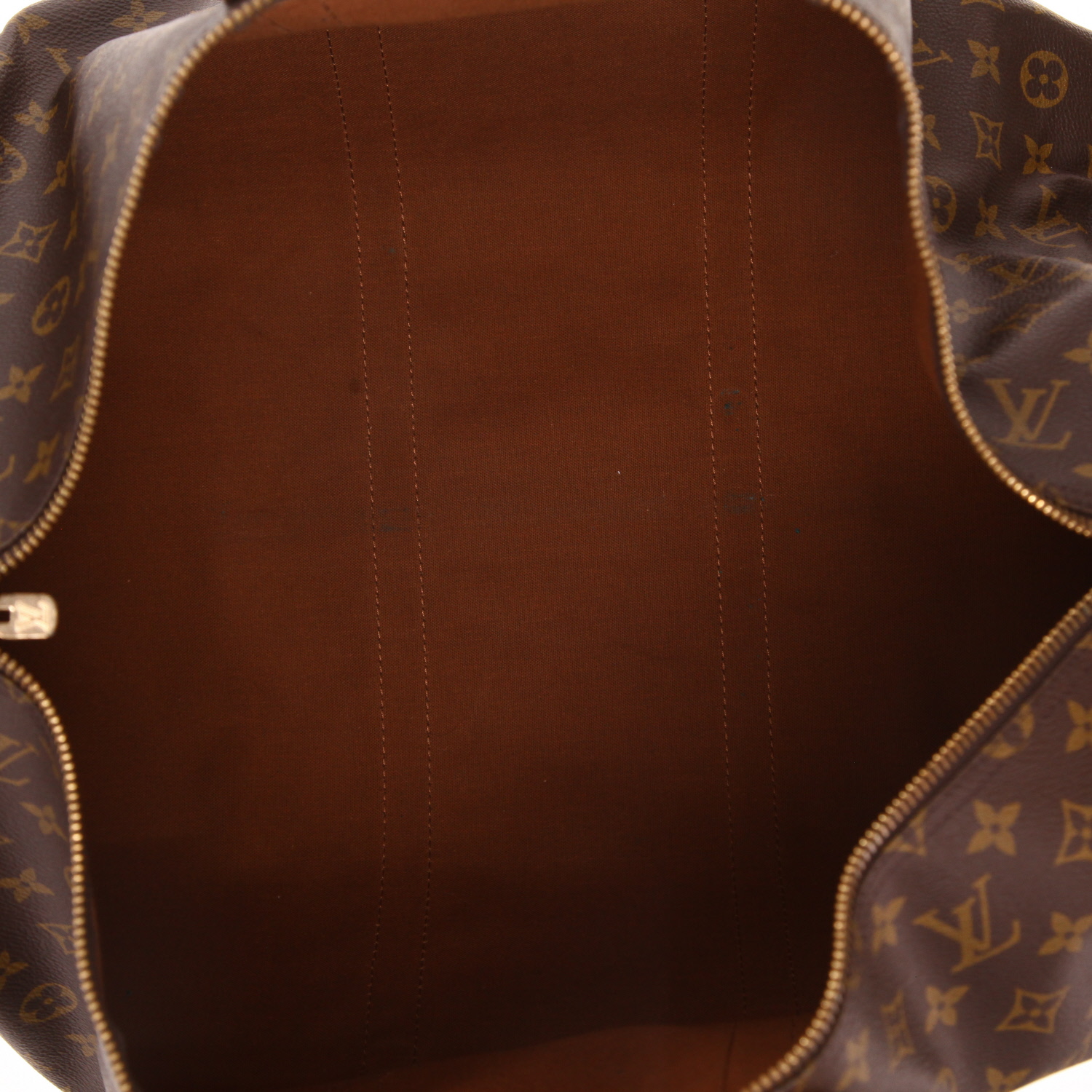 Louis Vuitton Keepall 55 travel bag in brown Monogram canvas and natural leather - Detail D3