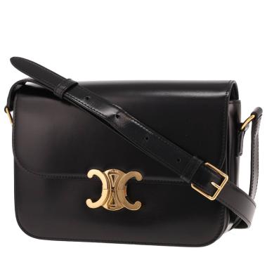 Borsa a tracolla Celine Triomphe in pelle nera