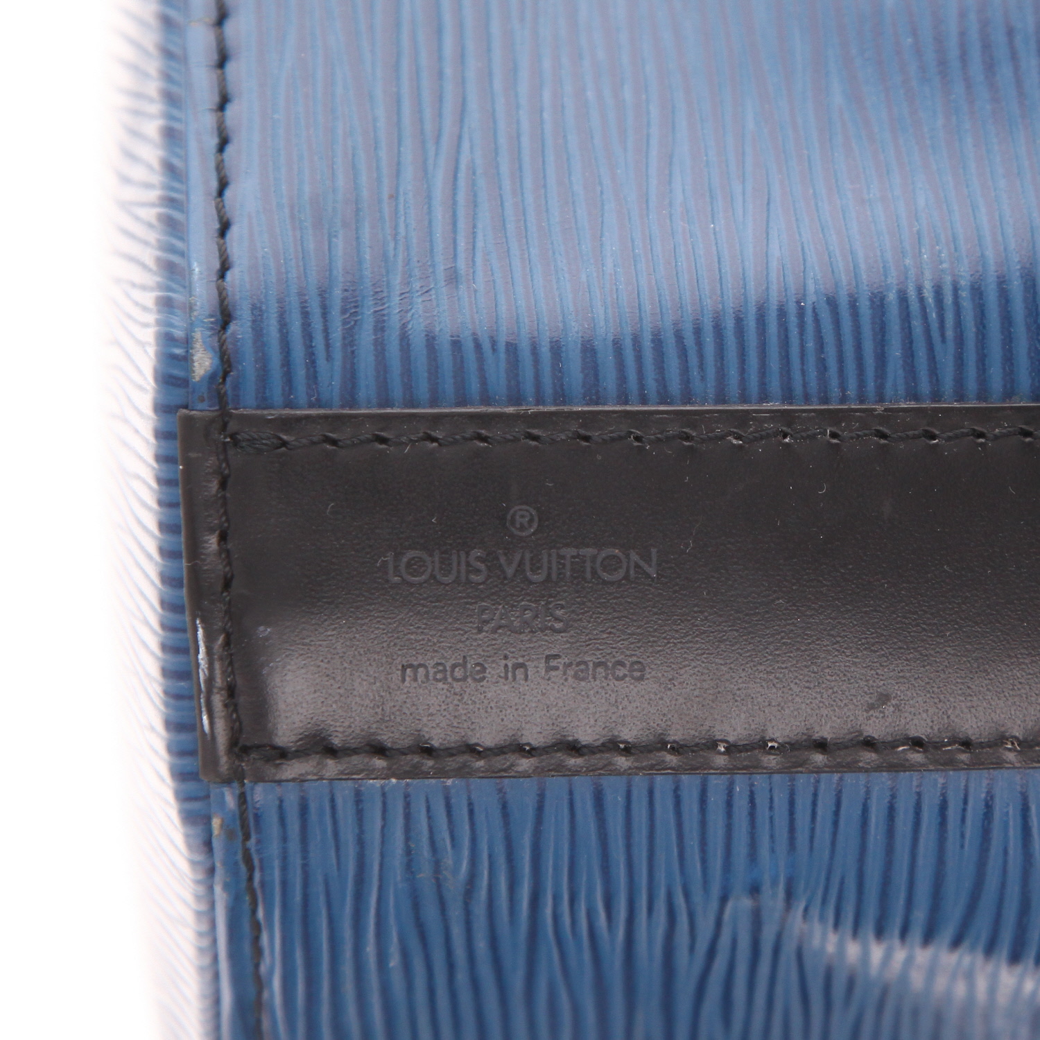 Bolso de mano Louis Vuitton «Bucket» de piel Épi azul y negro - Detail D2