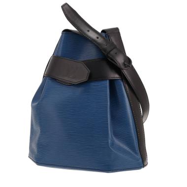 Bolso de mano Louis Vuitton «Bucket» de piel Épi azul y negro