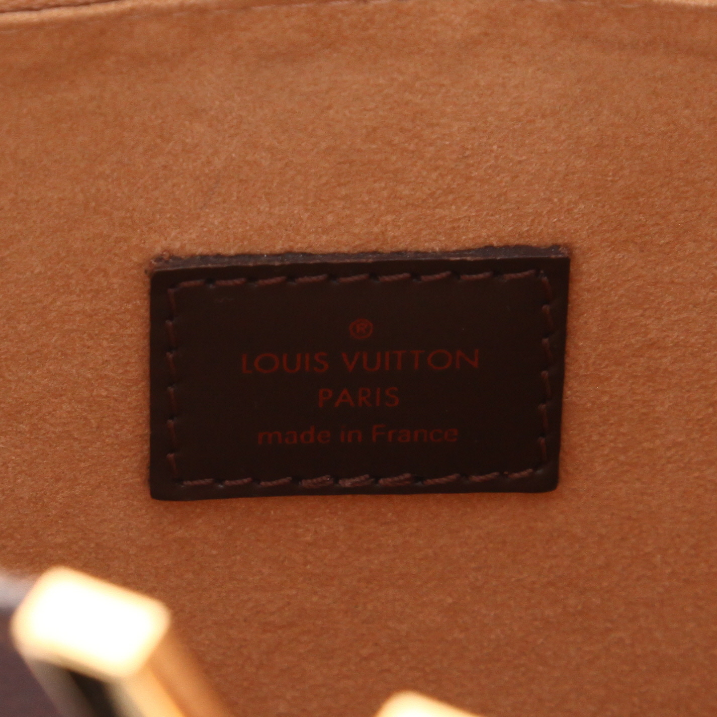 Borsa Louis Vuitton Kensington in tela Damier Ébène e pelle marrone - Detail D2