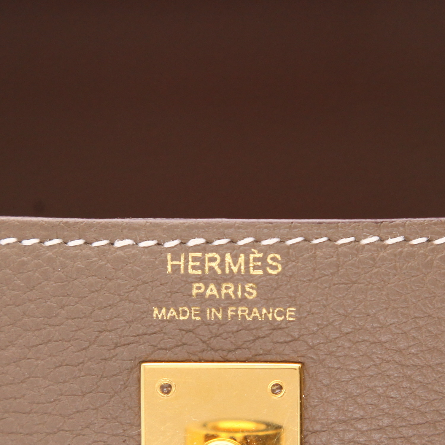 Bolso Hermès Kelly de 25 cm en piel Togo Étoupe - Detail D2