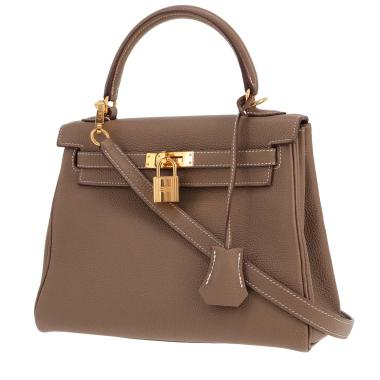 Bolso Hermès Kelly de 25 cm en piel Togo Étoupe