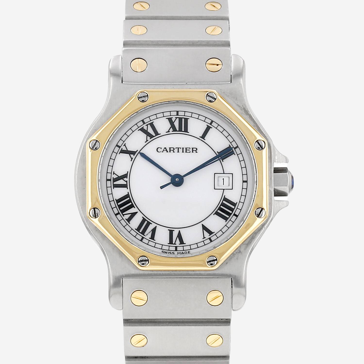 Orologio Cartier Santos ottagonale in oro e acciaio, rif.: Cartier - 2966, intorno al 1990