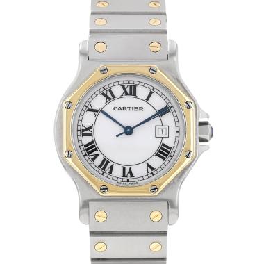 Montre Cartier Santos Octogonale en or et acier Ref: Cartier - 2966  Vers 1990