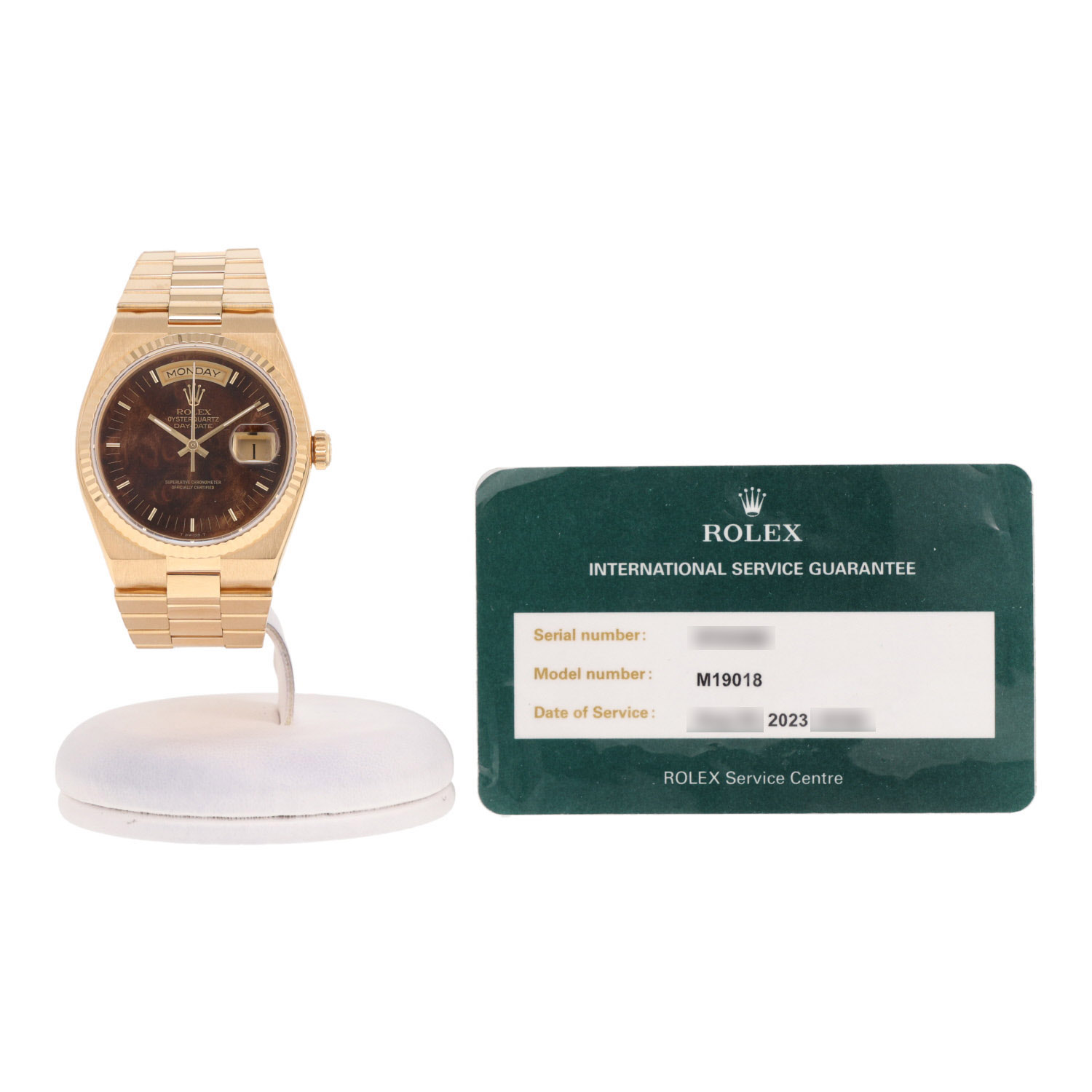 Rolex Oysterquartz Day-Date watch in yellow gold, Ref: Rolex - 19018, circa 1986 - Detail D2
