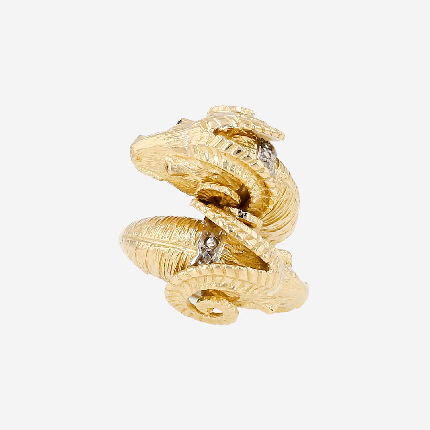 Anillo Zolotas Heritage de oro amarillo, diamantes y zafiros