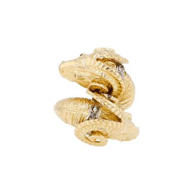 Zolotas Heritage ring in yellow gold, diamonds and sapphires